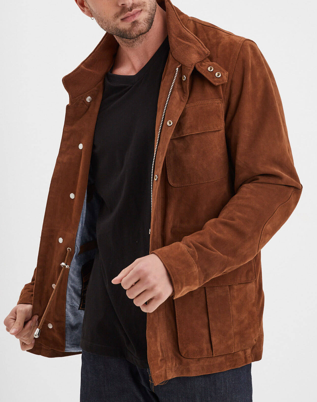 Jackets DAYTONA73 of leather goat 102572 tabac tobacco
