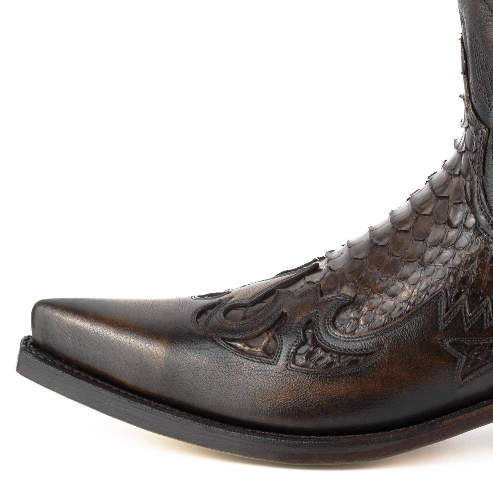 Men s Cowboy boots MAYURA of leather r f 281 python marron brown 12