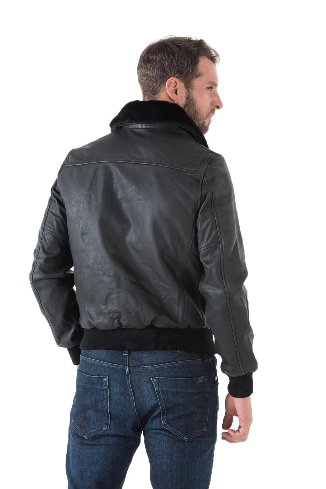 Bomber Leather jackets SCHOTT of leather calfskin LC 5331X noir black