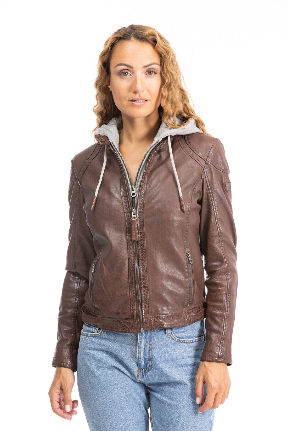 blouson cuir � capuche noisette anni (7)