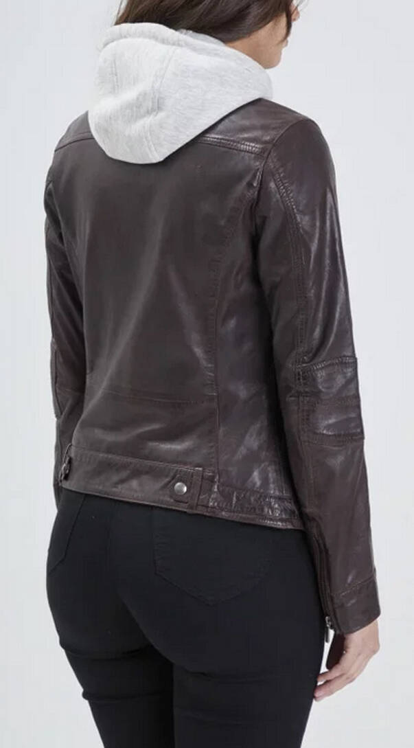 blouson cuir femme � capuche rose garden 102124 (8)