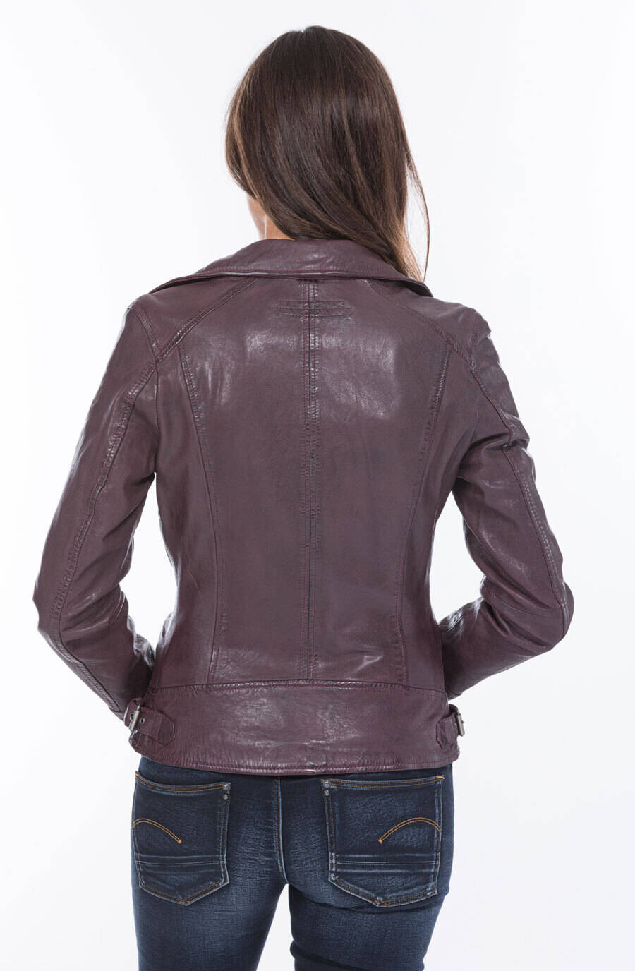 blouson cuir femme agneau prune 62065 style perfecto  (4)