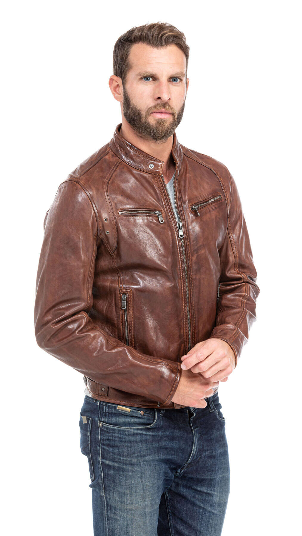 blouson cuir homme agneau tan florian style motard (5)