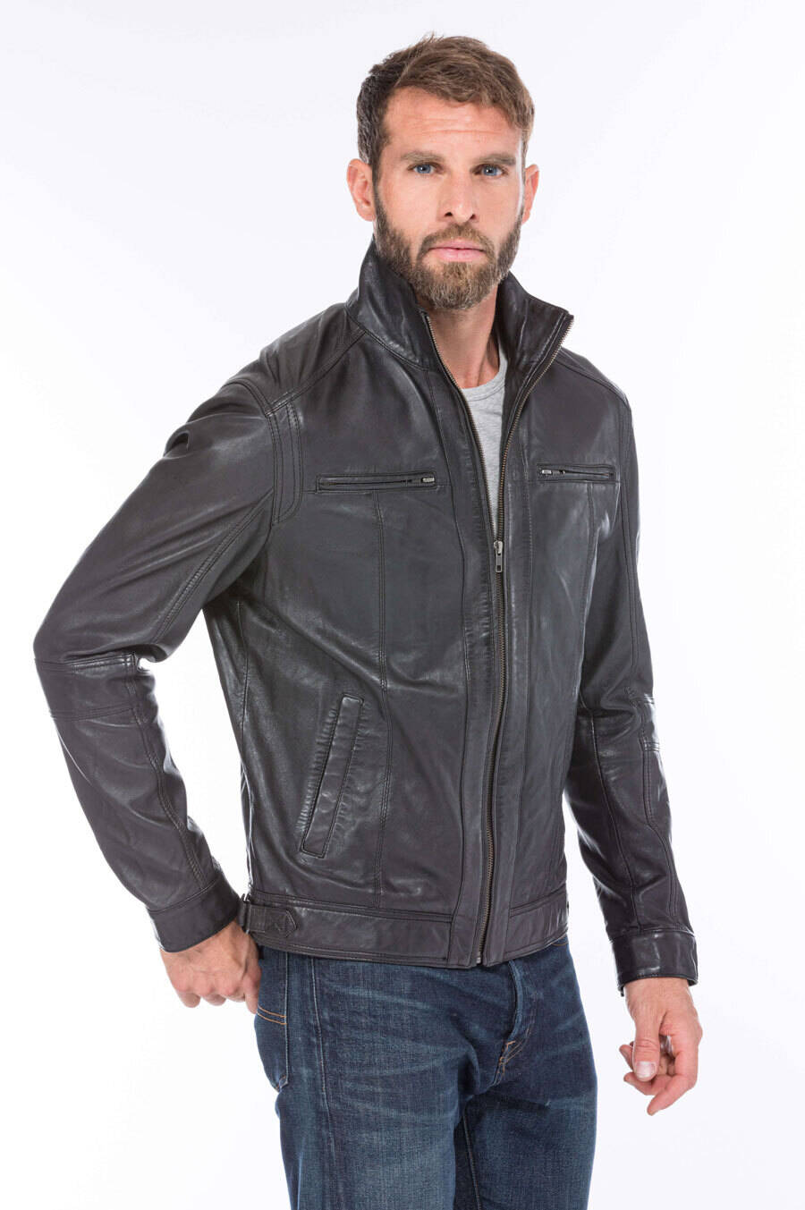 blouson cuir homme marlone noir (3)