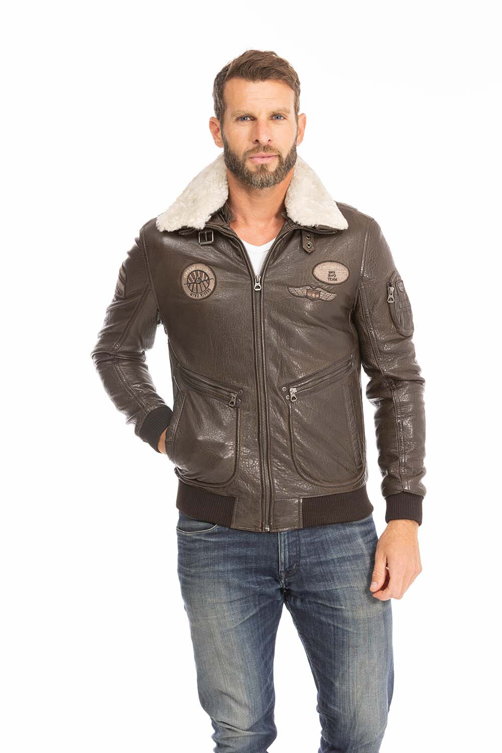 blouson cuir homme marron aviateur pilote 14613 (10)