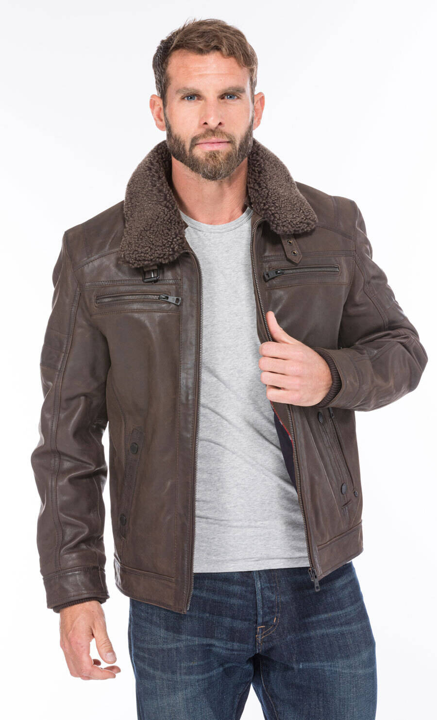 blouson cuir homme marron damien  (8)