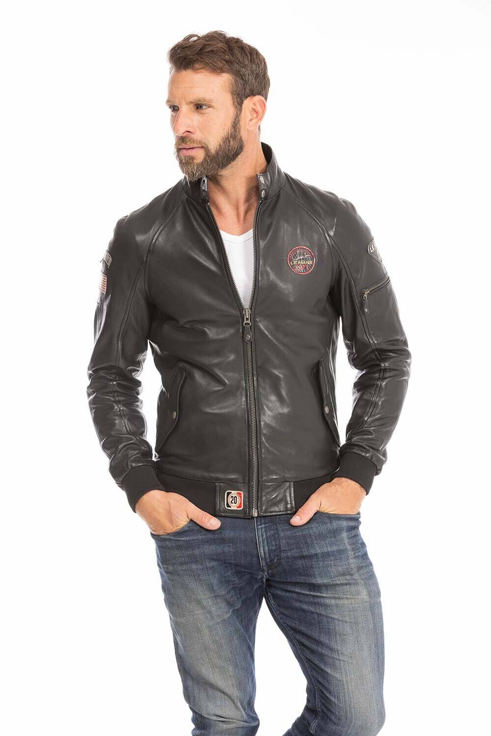 blouson cuir homme noir harry style pilote (12)