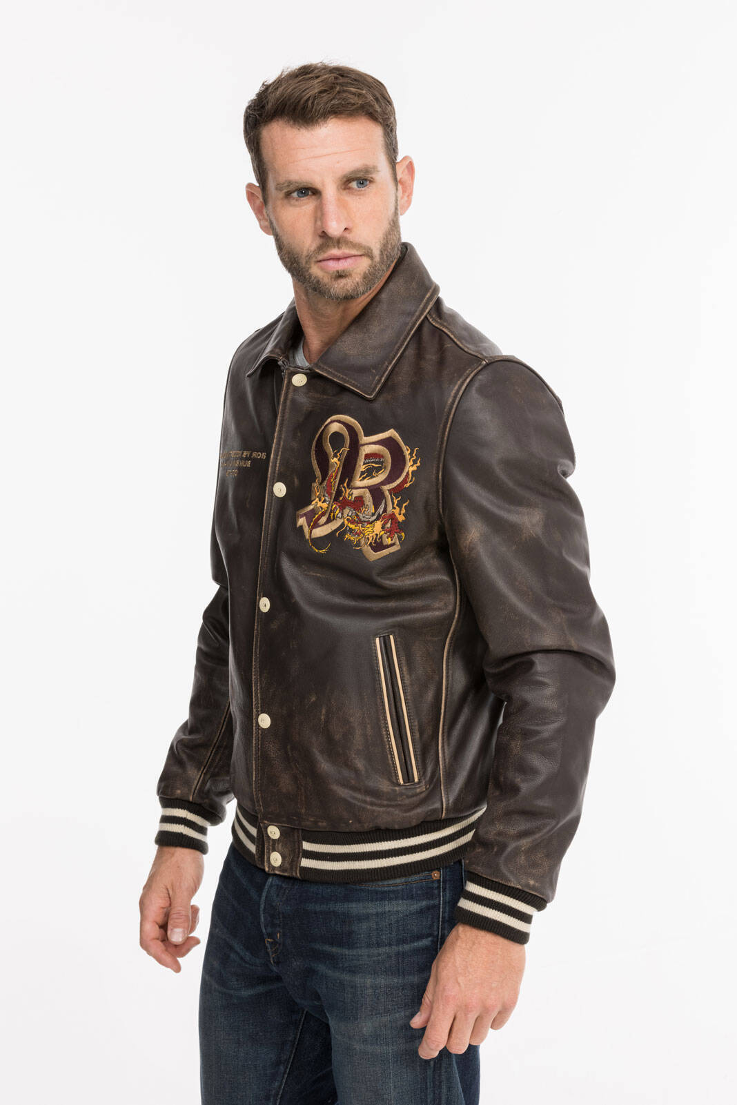 blouson cuir homme redskins marron r�f 134 dragon (5)