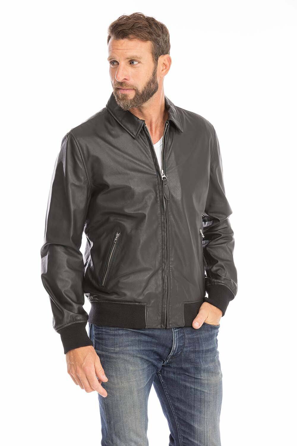 blouson cuir homme schott noir lc yales style pilote (3)