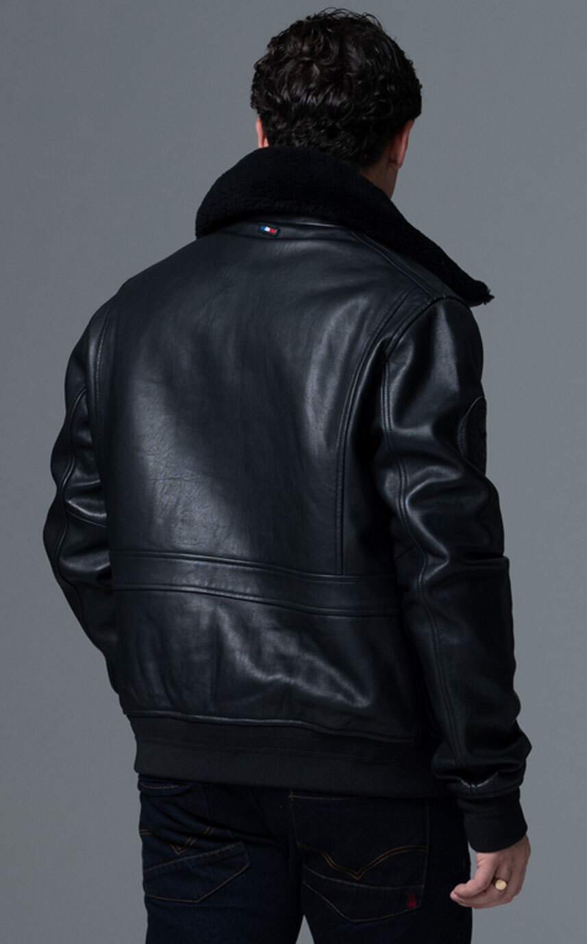 blouson cuir pilote armee de l'air et de l'espace pilot atlas noir  (4)