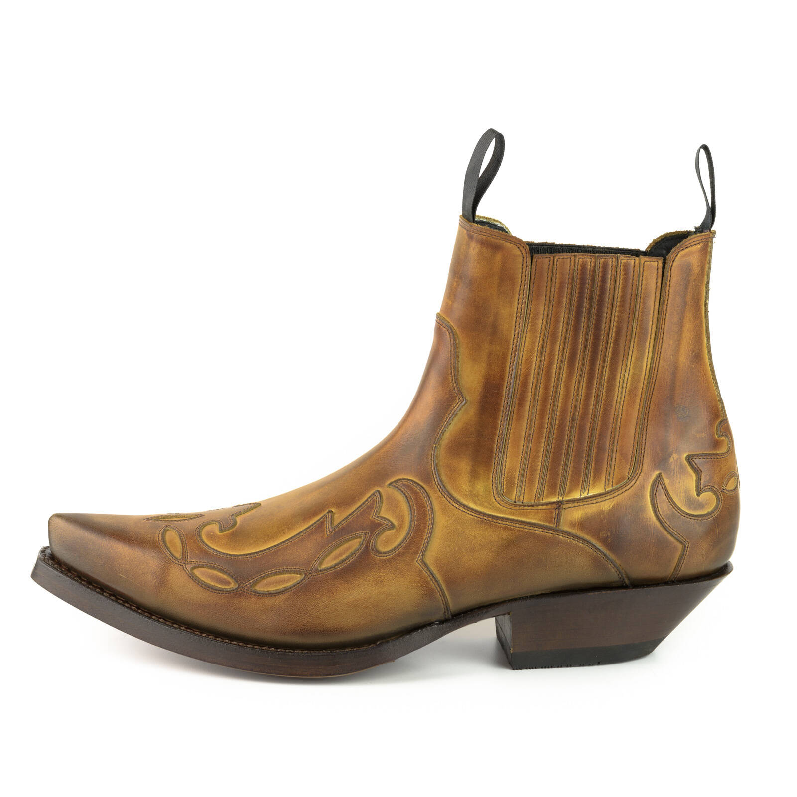 Mens brown leather cowboy boots top
