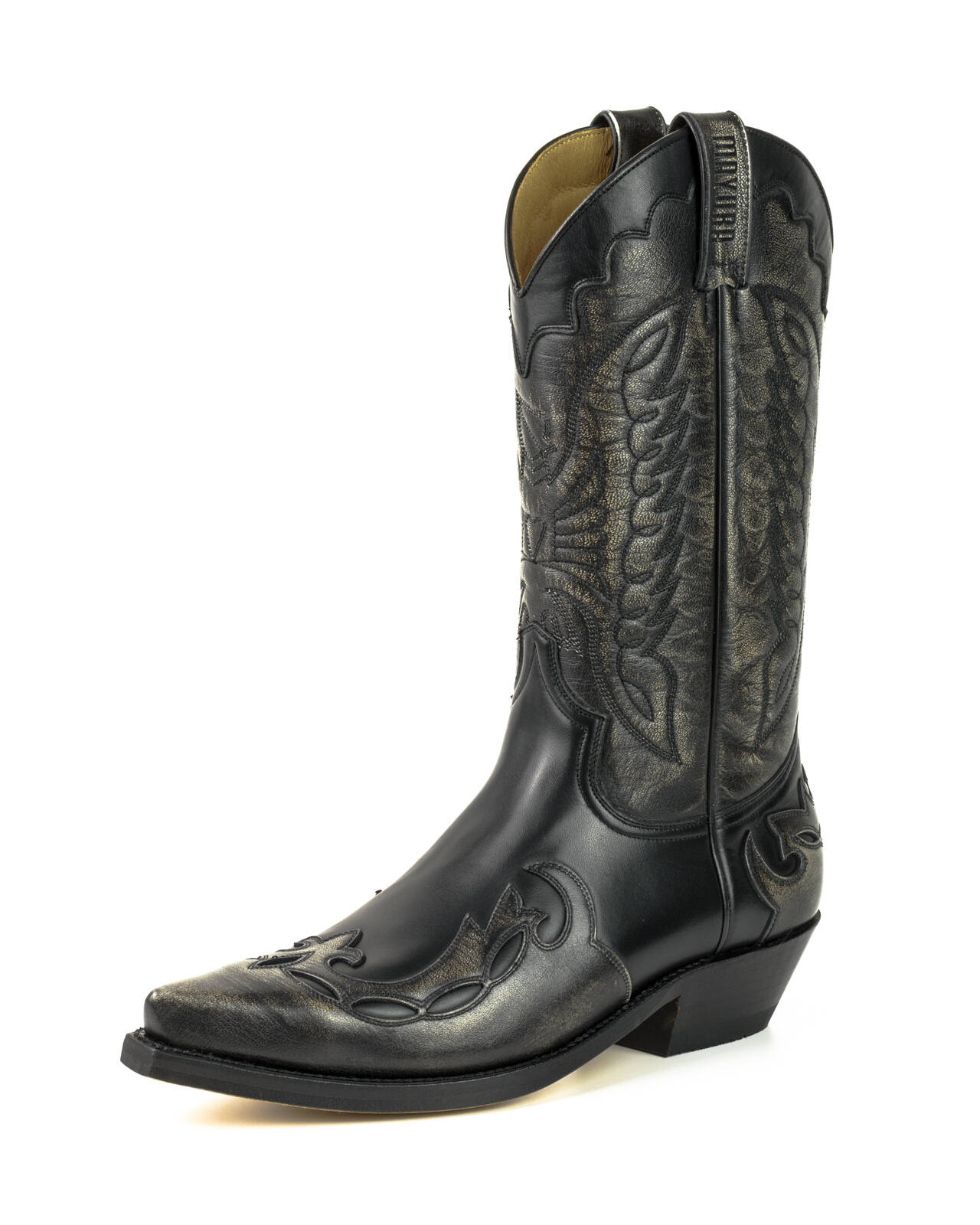 bottes cuir mayura cowboy milanelo bone pull oil negro réf 121 (2)