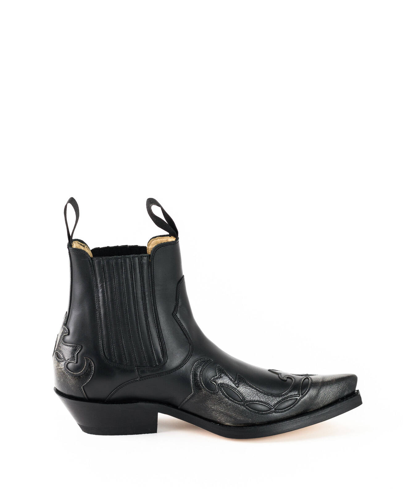bottines cuir mayura cowboy milanelo bone pull oil negro réf 130 (3)