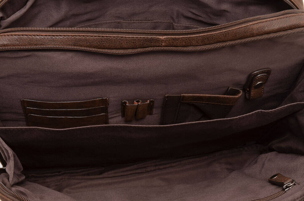 Cartable cuir vachette homme 664753 marron poches