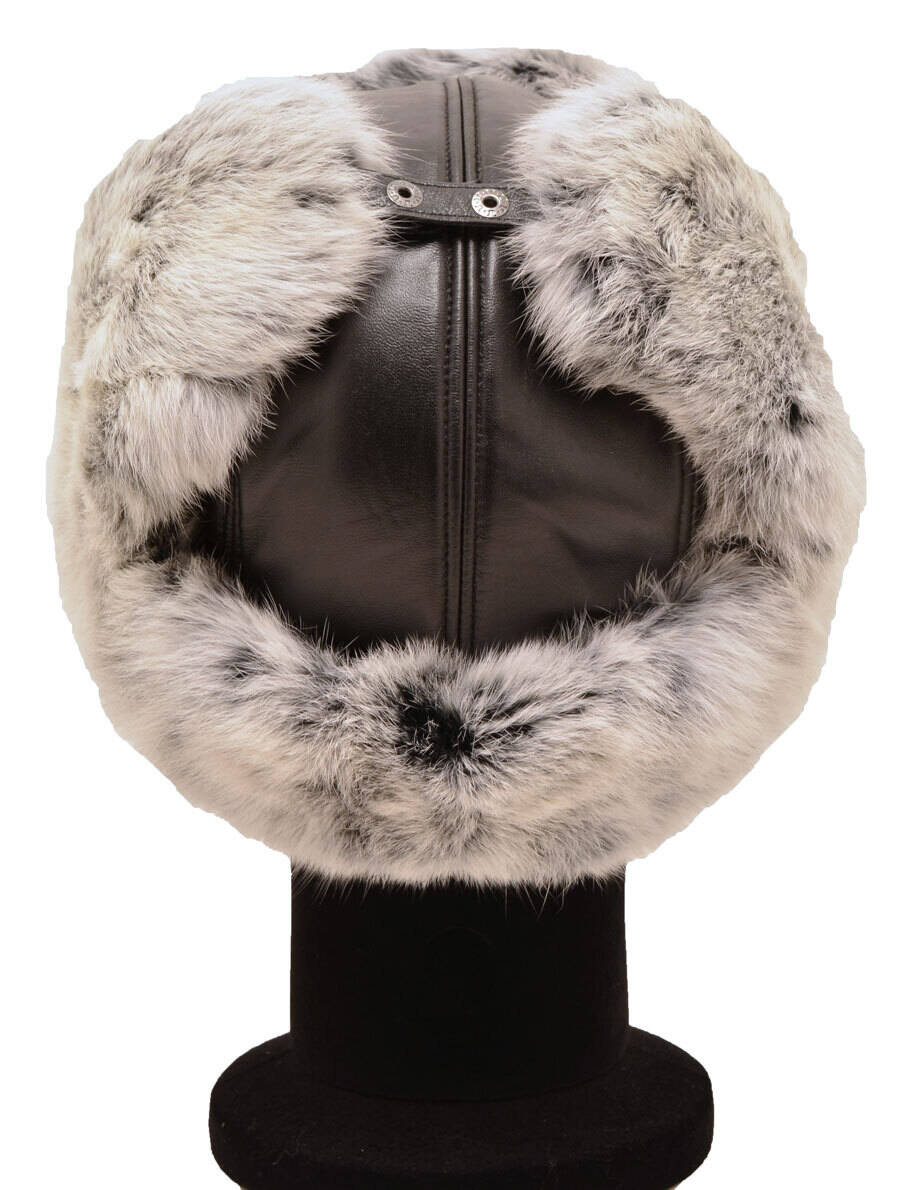 chapka cuir + fourrure lapin noir gris argenté emil (3)