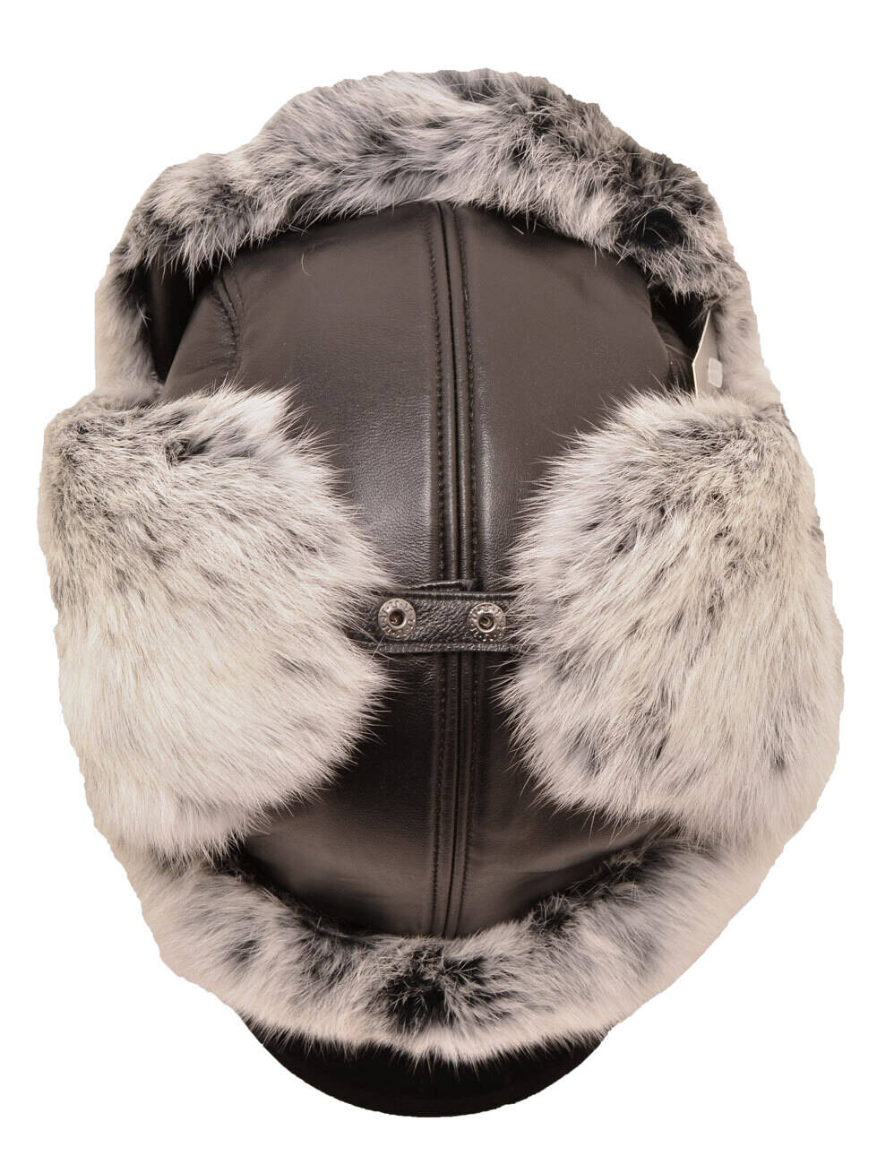 chapka cuir + fourrure lapin noir gris argenté emil (4)