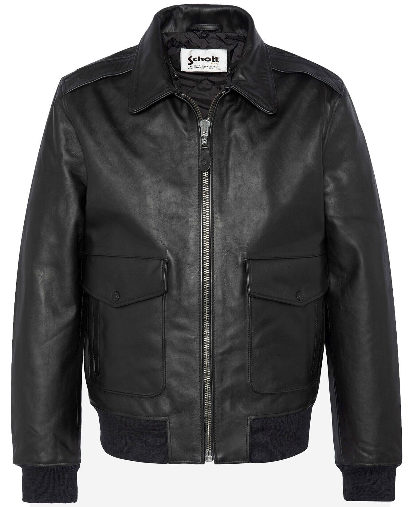 Bomber Leather jackets SCHOTT of leather calfskin-lcflyw22x noir-black