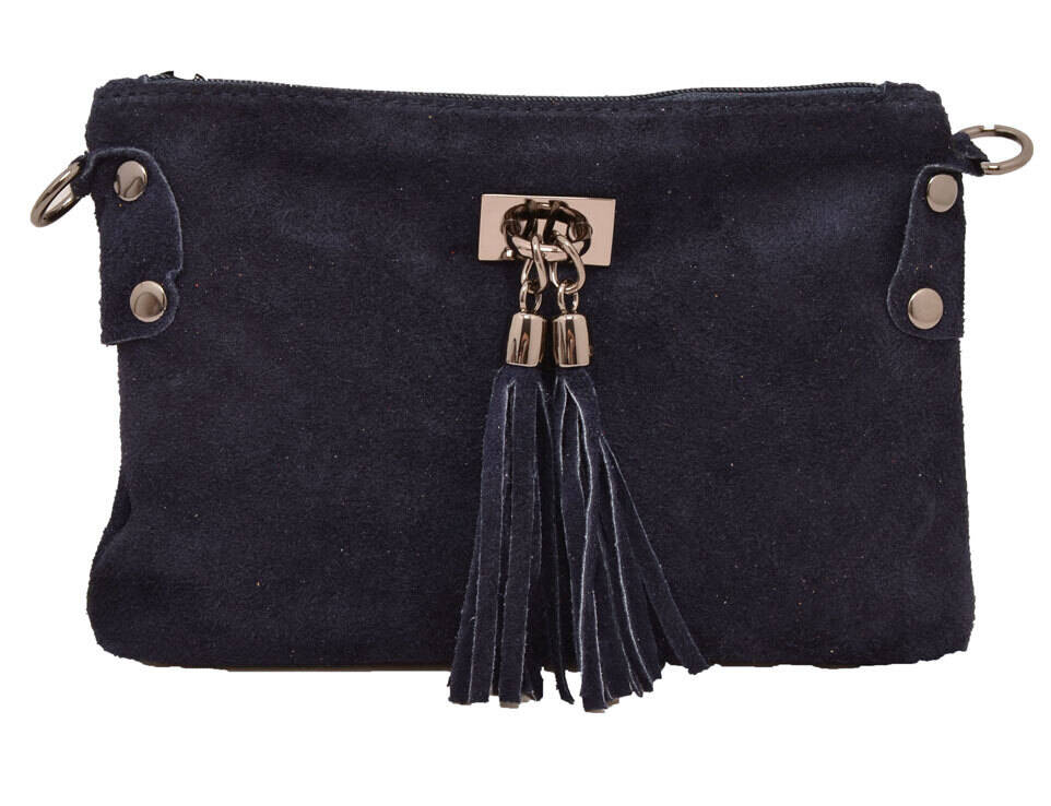 Pochette cuir vachette bleu navy tianna sac cuir  face