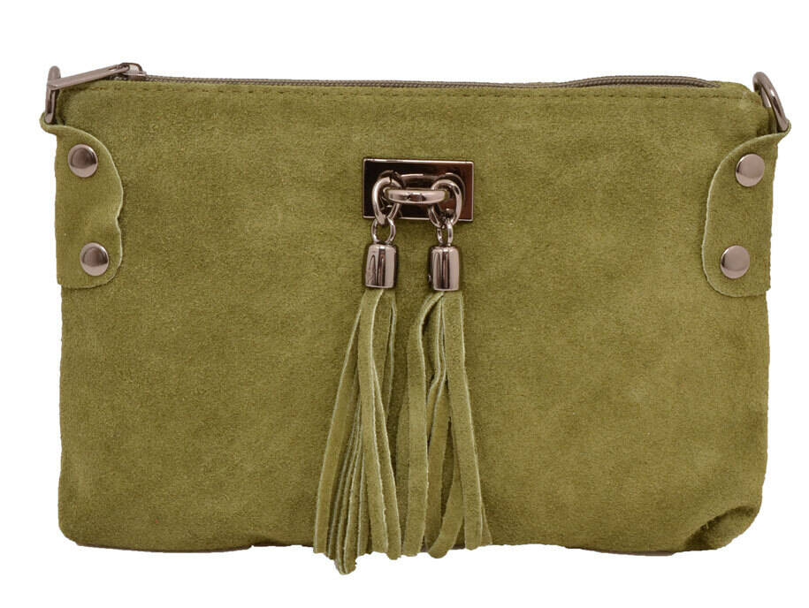 Pochette cuir vachette vert tianna sac cuir  face