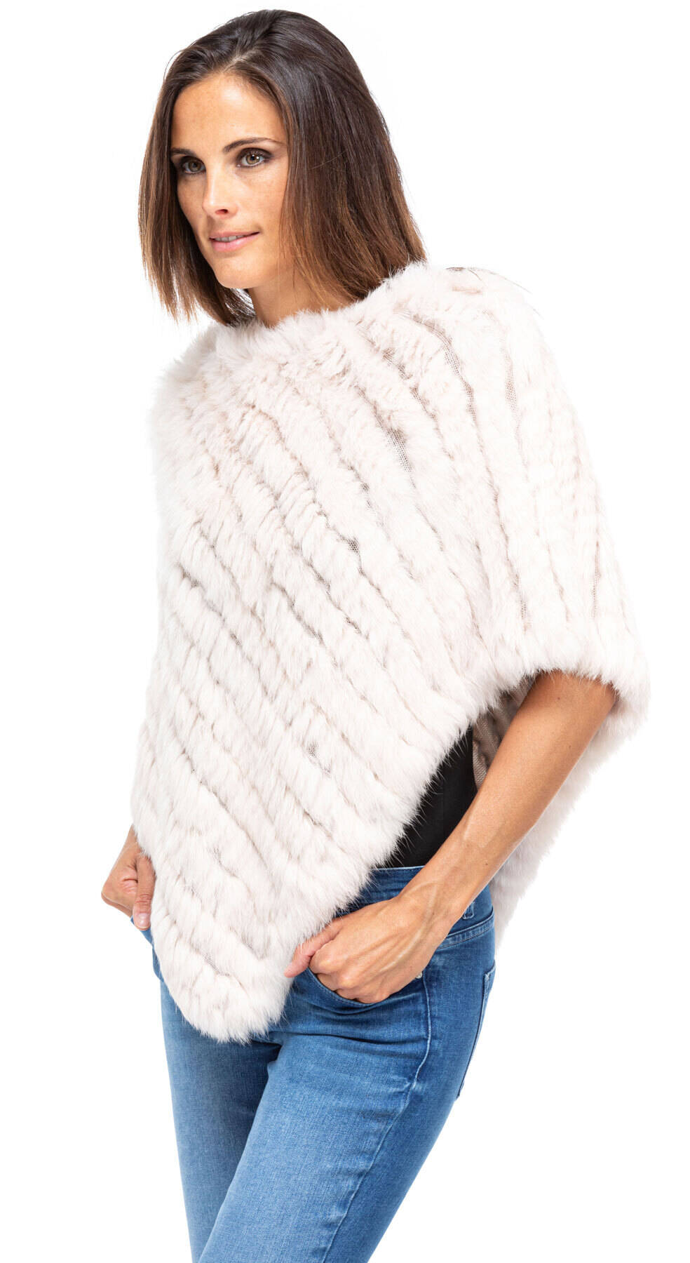 poncho fourrure lapin oakwood 6034 couleur poudre (2)