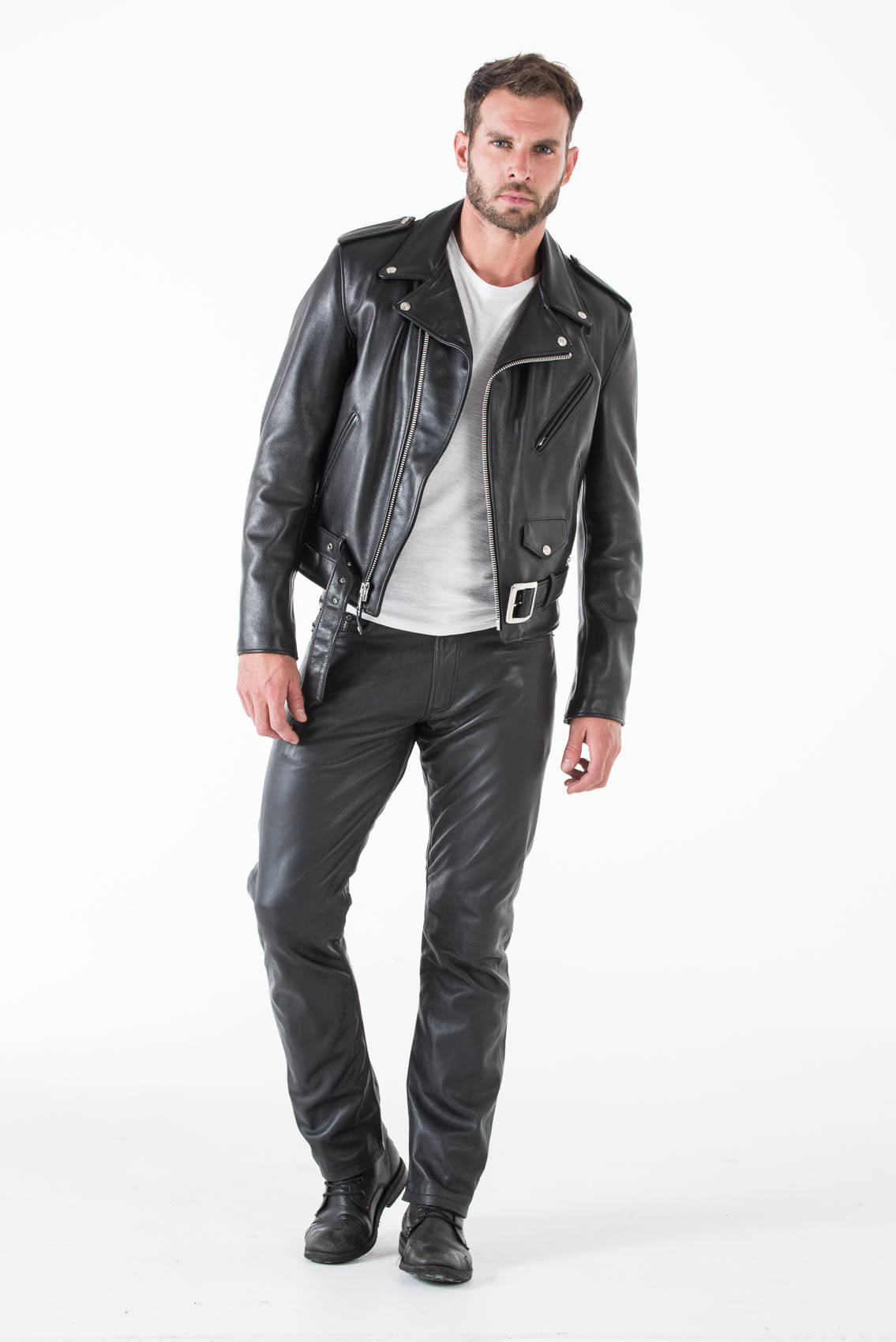Pantalon sales cuir biker