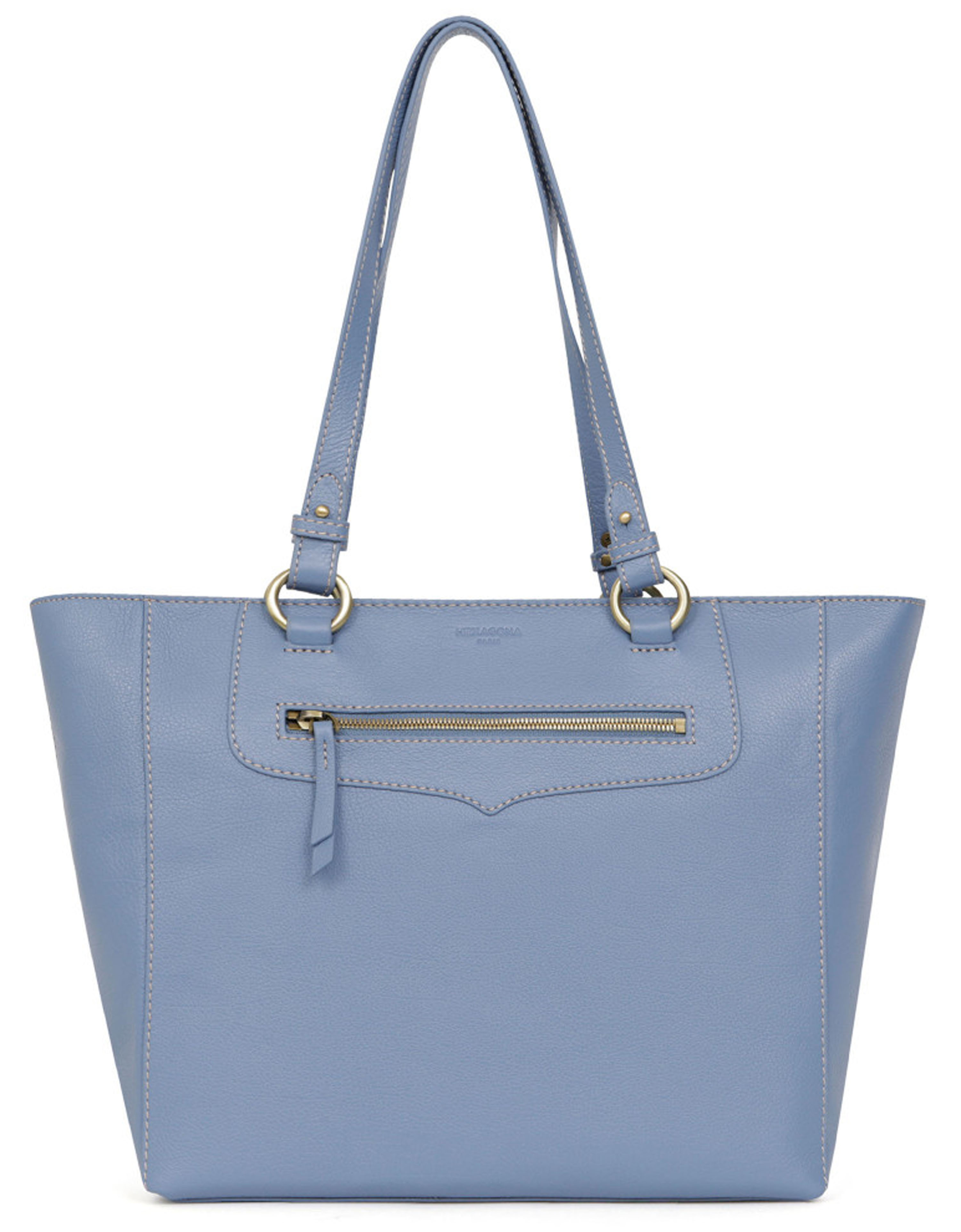 Light blue leather tote bag deals