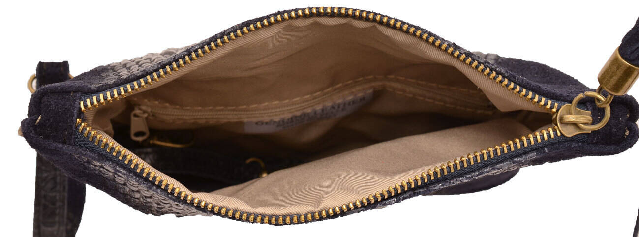 Sac cuir femme vachette pochette cuir tecla blue  doublure