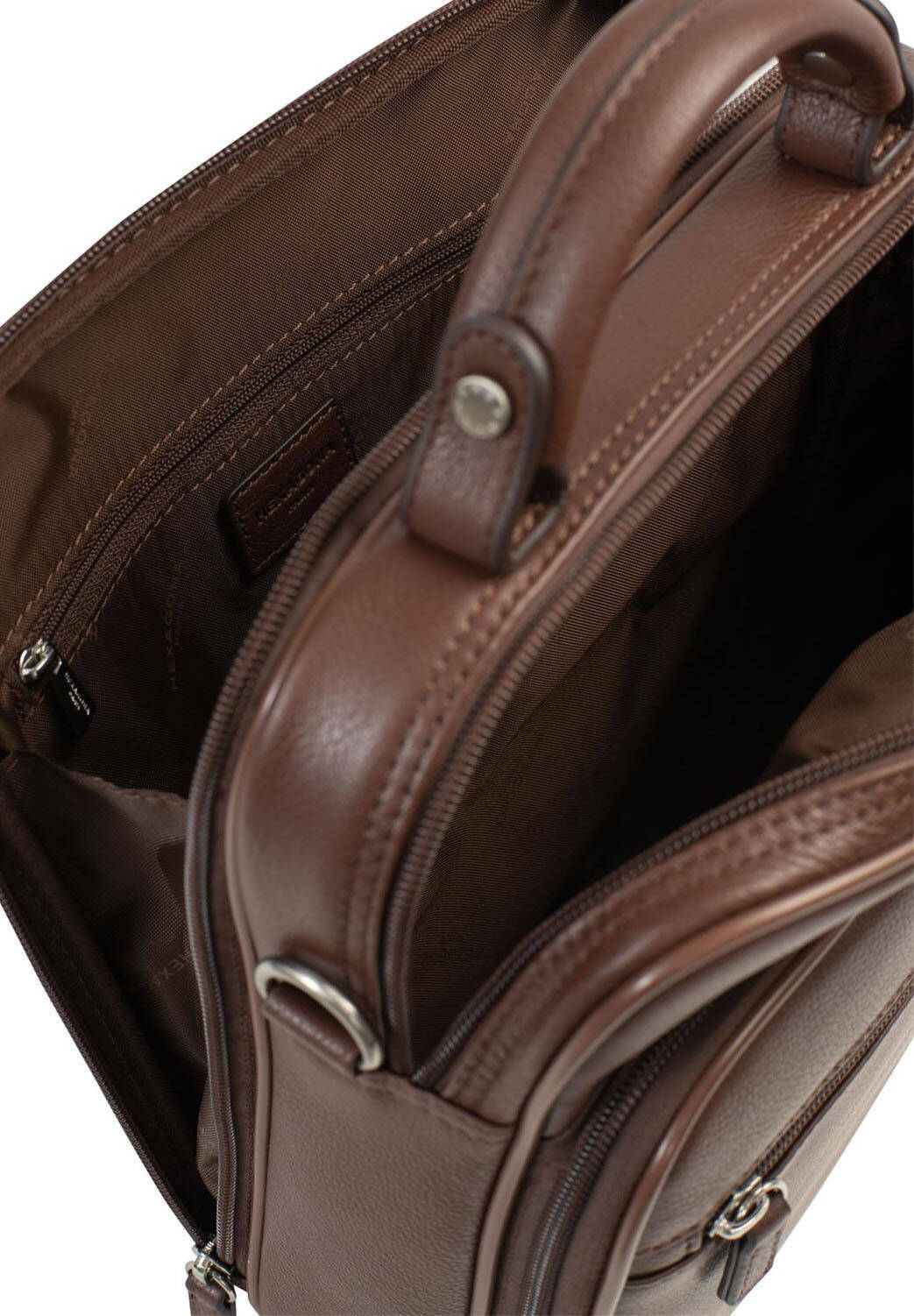 sacoche cuir chocolat hexgona 461831 (5)