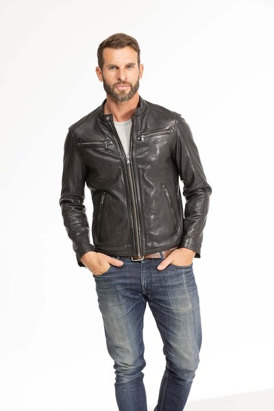 blouson cuir homme noir Gafi  (13)