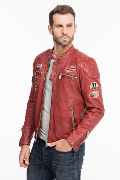blouson cuir homme redkins rouge r�f 132 (2)