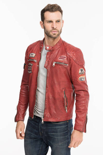 blouson cuir homme redkins rouge r�f 132 (3)