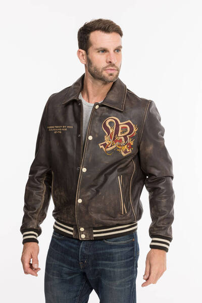 blouson cuir homme redskins marron r�f 134 dragon (2)