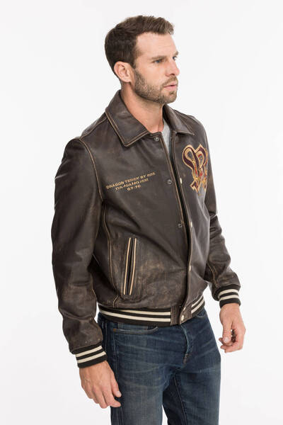blouson cuir homme redskins marron r�f 134 dragon (3)
