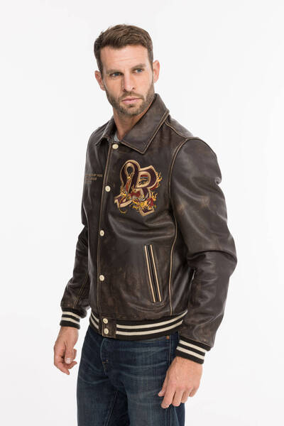 blouson cuir homme redskins marron r�f 134 dragon (5)