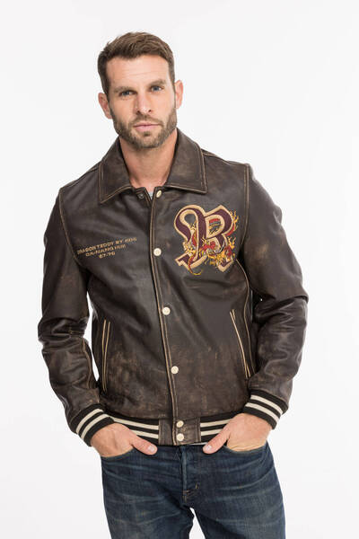 blouson cuir homme redskins marron r�f 134 dragon (6)