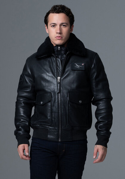 blouson cuir pilote armee de l'air et de l'espace pilot atlas noir  (1)