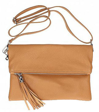 pochette en cuir à bandoulière elsbe cognac