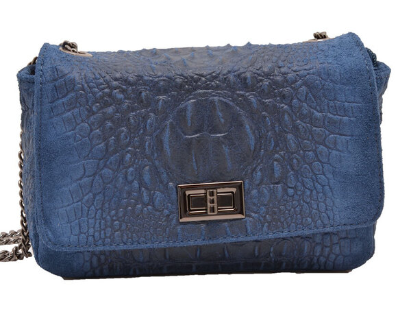 Sac cuir femme bleu jeans MIRANDA face