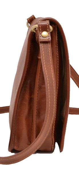 Sacoche cuir vachette marron clair milano biais