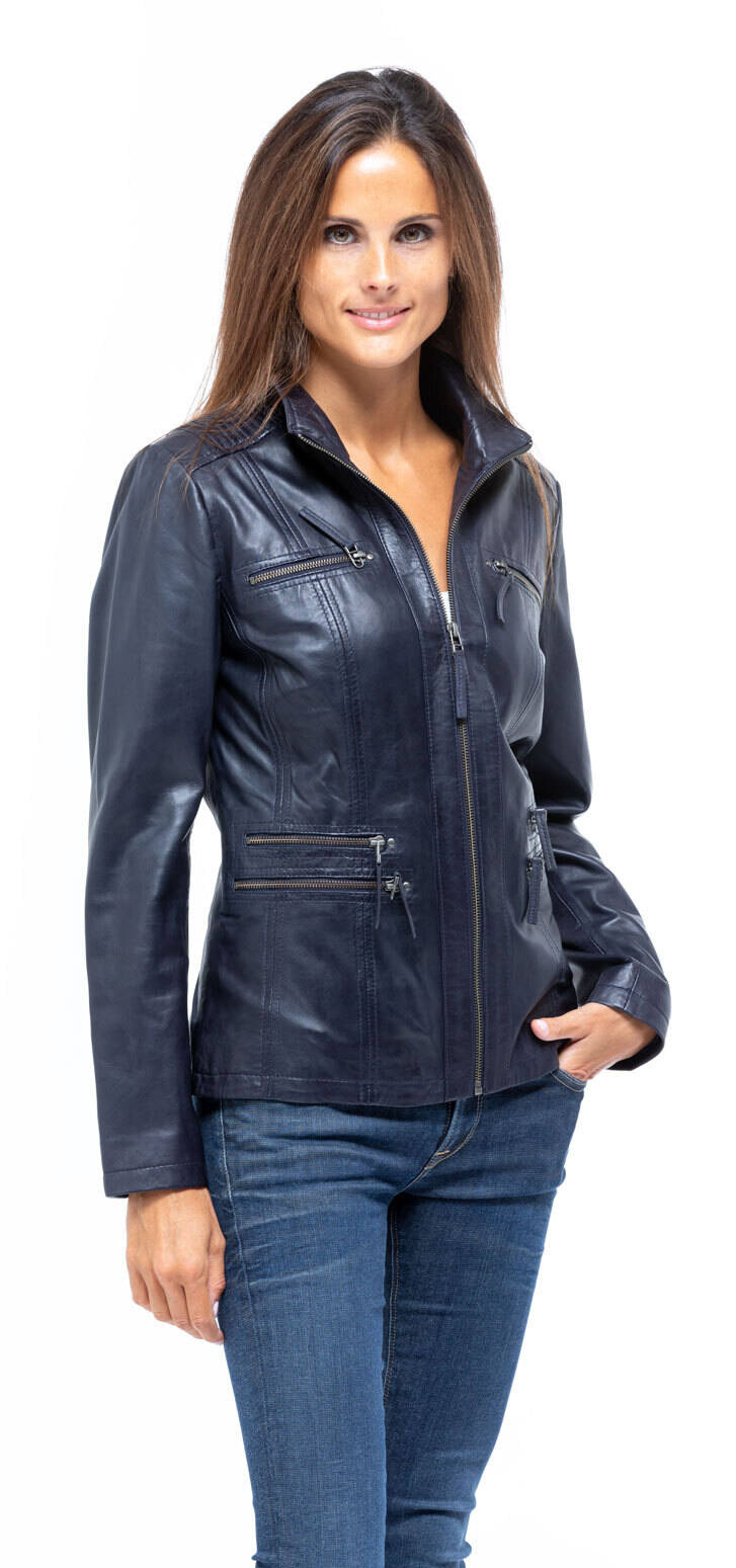 Veste simili cuir femme bleu on sale